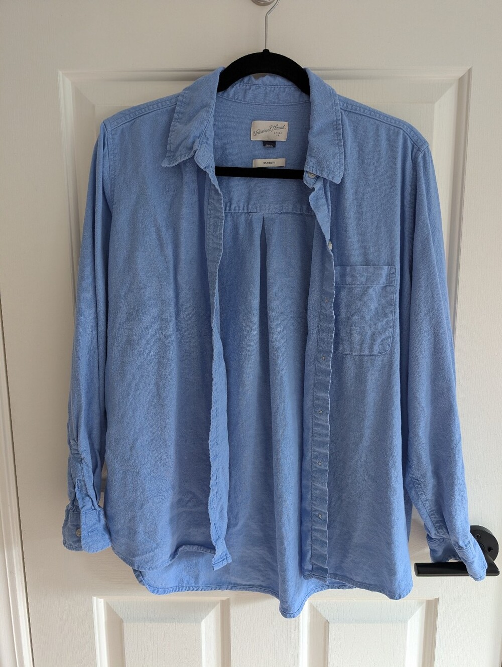 Universal Thread Relaxed Fit Linen Blend Button Down Shirt, Blue, Size Medium